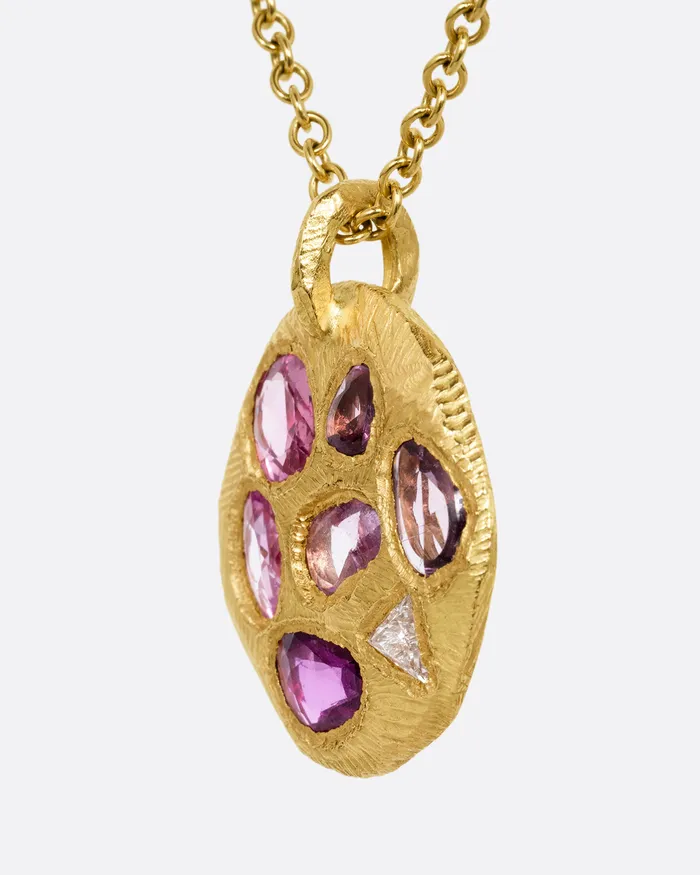 Sapphire and Diamond Mosaic Medallion Pendant Necklace PAGE SARGISSON Necklaces Sapphire and Diamond Mosaic Medallion Pendant Necklace PAGE SARGISSON Necklaces