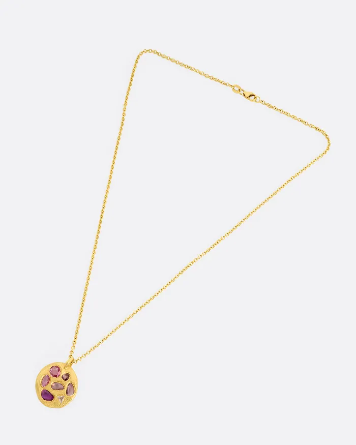 Sapphire and Diamond Mosaic Medallion Pendant Necklace PAGE SARGISSON Necklaces Sapphire and Diamond Mosaic Medallion Pendant Necklace PAGE SARGISSON Necklaces