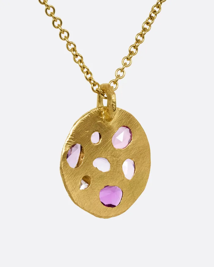 Sapphire and Diamond Mosaic Medallion Pendant Necklace PAGE SARGISSON Necklaces Sapphire and Diamond Mosaic Medallion Pendant Necklace PAGE SARGISSON Necklaces