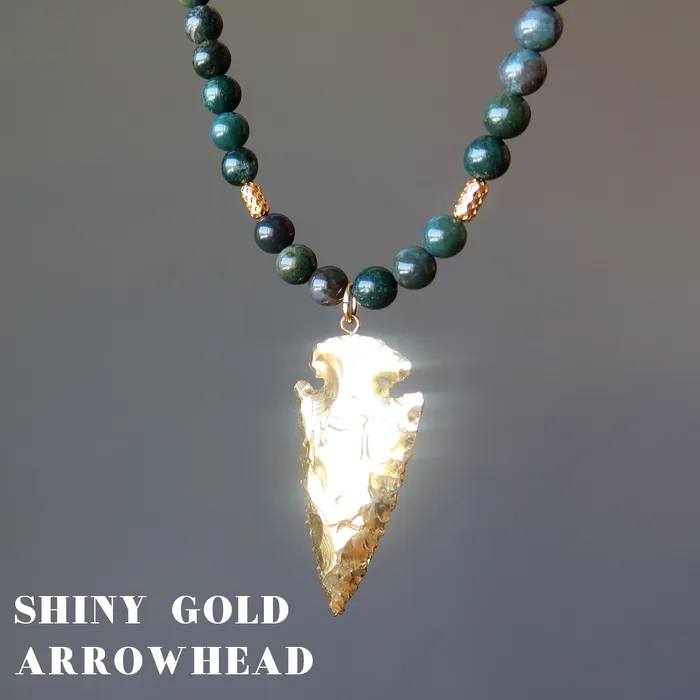 Satin Crystals Necklaces Bloodstone Necklace Brave Soul Gold Arrowhead