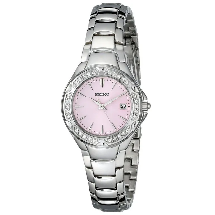 Seiko Bracelets Seiko SXDC53 Womens Dress Swarovski Crystal Accented Bezel Pink Dial Steel Bracelet Watch Seiko Bracelets Seiko SXDC53 Womens Dress Swarovski Crystal Accented Bezel Pink Dial Steel Bracelet Watch
