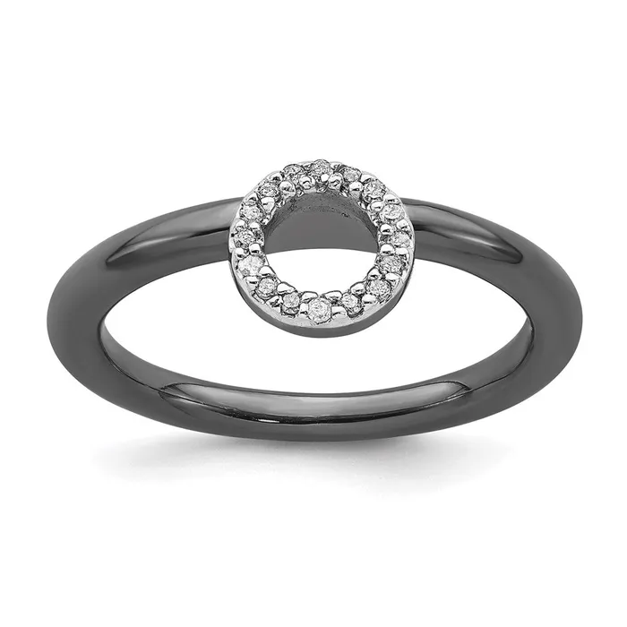 Stackable Expressions Sterling Silver Stackable Expressions Blackplated Halo Dia Ring QSK1993 Rings Stackable Expressions Sterling Silver Stackable Expressions Blackplated Halo Dia Ring QSK1993 Rings