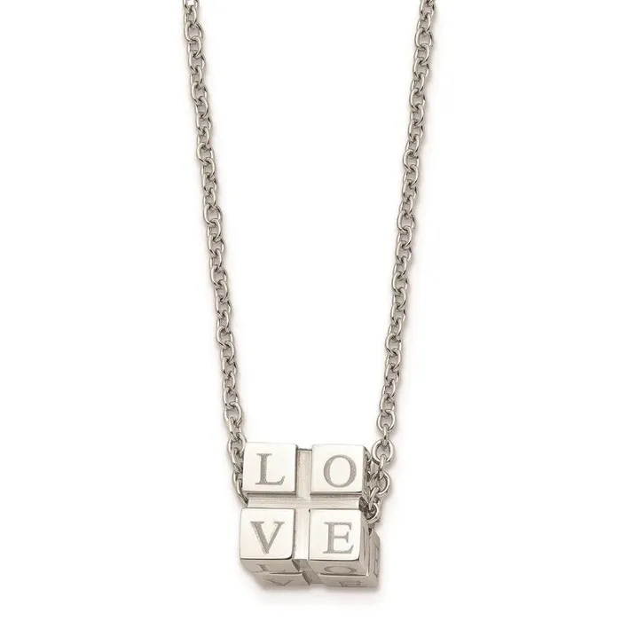 Stainless Steel Polished Love Box Necklace Chisel Necklaces