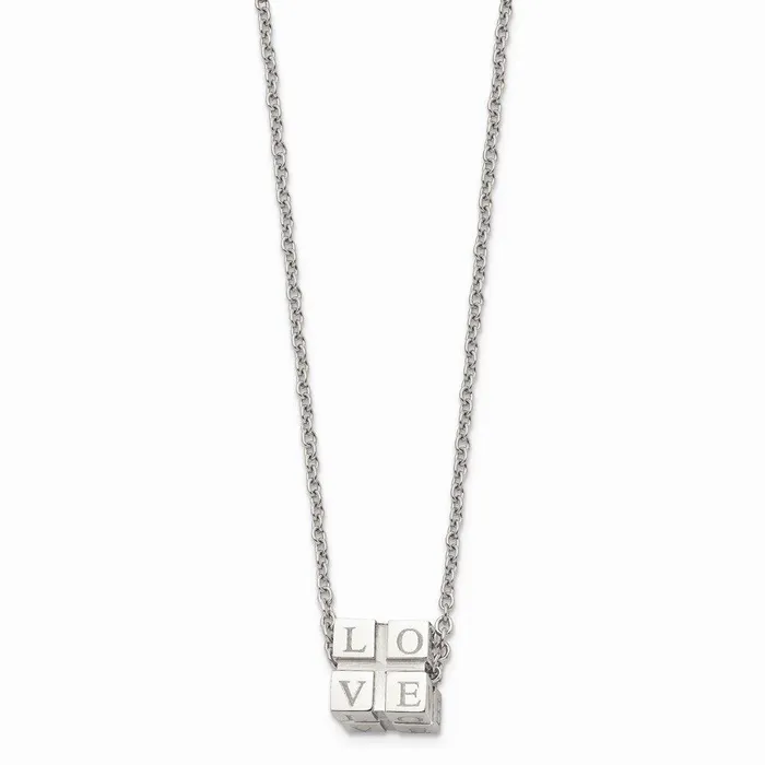 Stainless Steel Polished Love Box Necklace Chisel Necklaces Stainless Steel Polished Love Box Necklace Chisel Necklaces