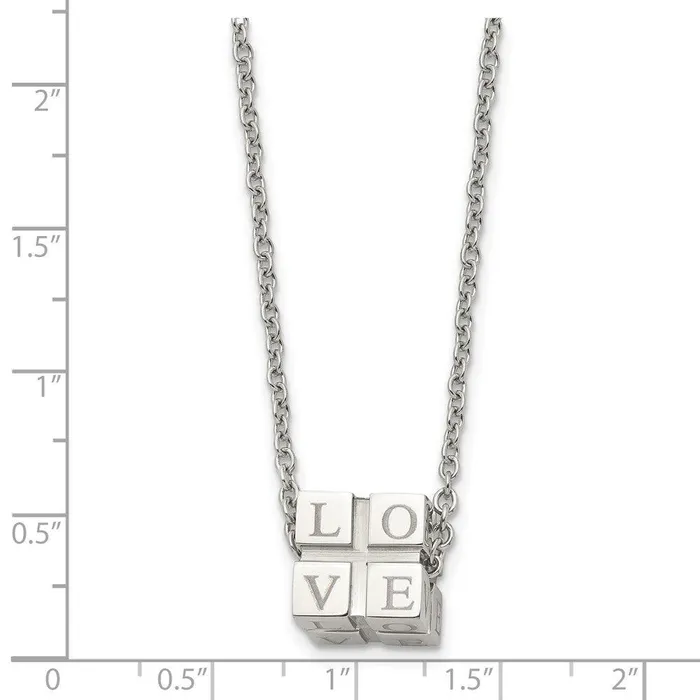 Stainless Steel Polished Love Box Necklace Chisel Necklaces Stainless Steel Polished Love Box Necklace Chisel Necklaces