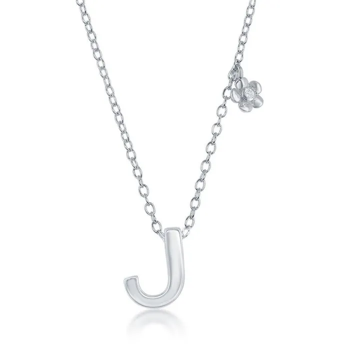 Sterling Silver Shiny J Necklace and Earrings Set Classic Earrings Sterling Silver Shiny J Necklace and Earrings Set Classic Earrings