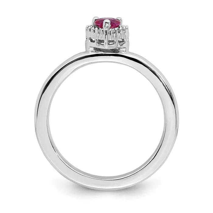 Sterling Silver Stackable Expressions Cr Ruby Heart Diamond Ring QSK344 Stackable Expressions Rings Sterling Silver Stackable Expressions Cr Ruby Heart Diamond Ring QSK344 Stackable Expressions Rings