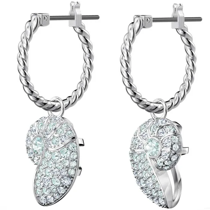 Swarovski Womens Pierced Earrings Shell Nautilus Rhodium Plated 5520670 Swarovski Earrings