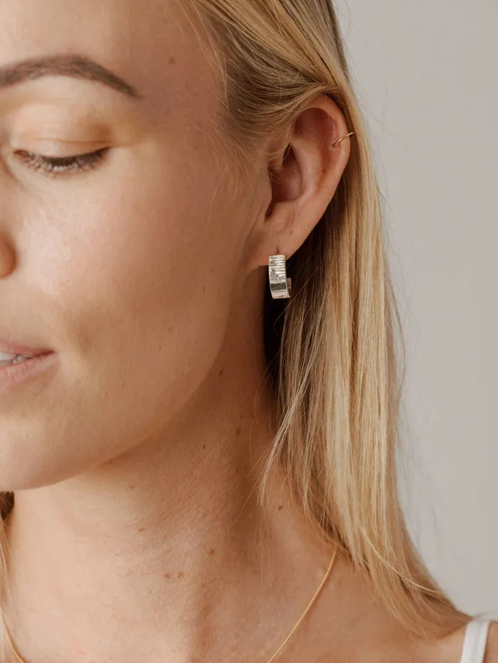 Tessa Open Hoop Cremation Earrings in 14K White Gold closebymejewelry Earrings