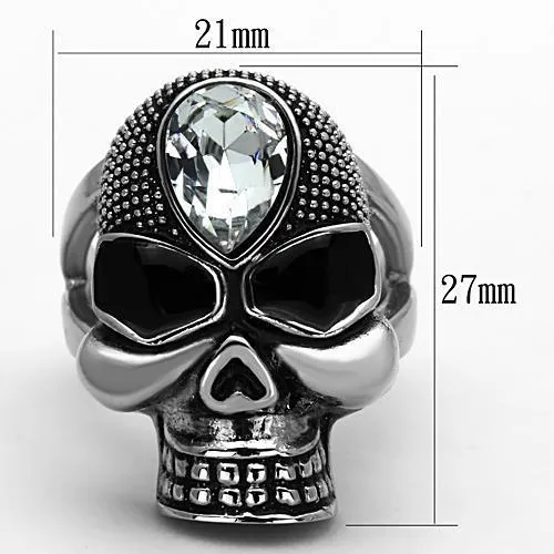 TK1313 High polished no plating Stainless Steel Ring with Top Grade Crystal in Clear Alamode Rings