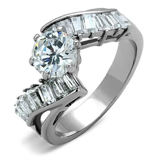 TK1533 High polished no plating Stainless Steel Ring with AAA Grade CZ in Clear Alamode Rings TK1533 High polished no plating Stainless Steel Ring with AAA Grade CZ in Clear Alamode Rings
