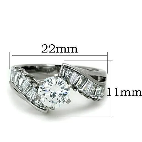 TK1533 High polished no plating Stainless Steel Ring with AAA Grade CZ in Clear Alamode Rings