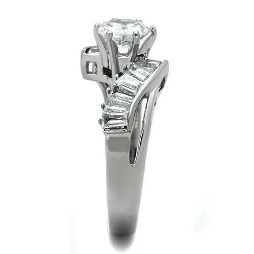 TK1533 High polished no plating Stainless Steel Ring with AAA Grade CZ in Clear Alamode Rings