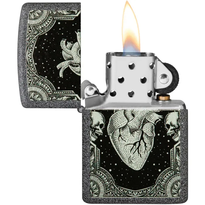 Zippo Windproof Lighter Heart Design Classic Iron Stone Color Image Scene 48720 Zippo Rings