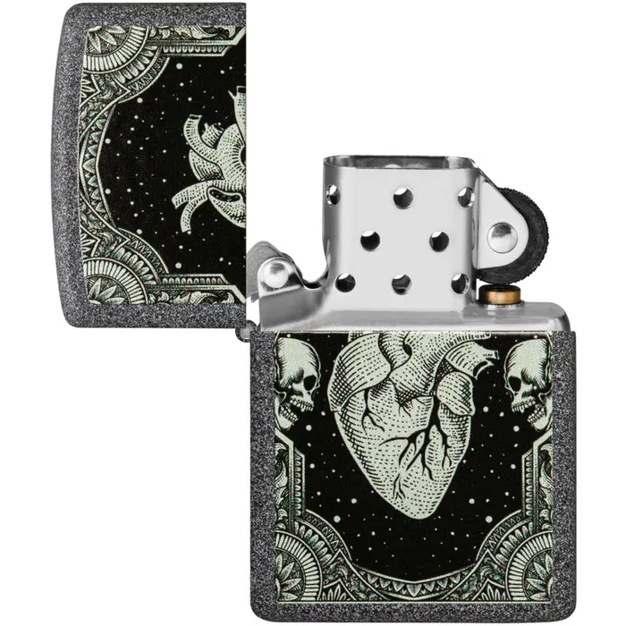 Zippo Windproof Lighter Heart Design Classic Iron Stone Color Image Scene 48720 Zippo Rings