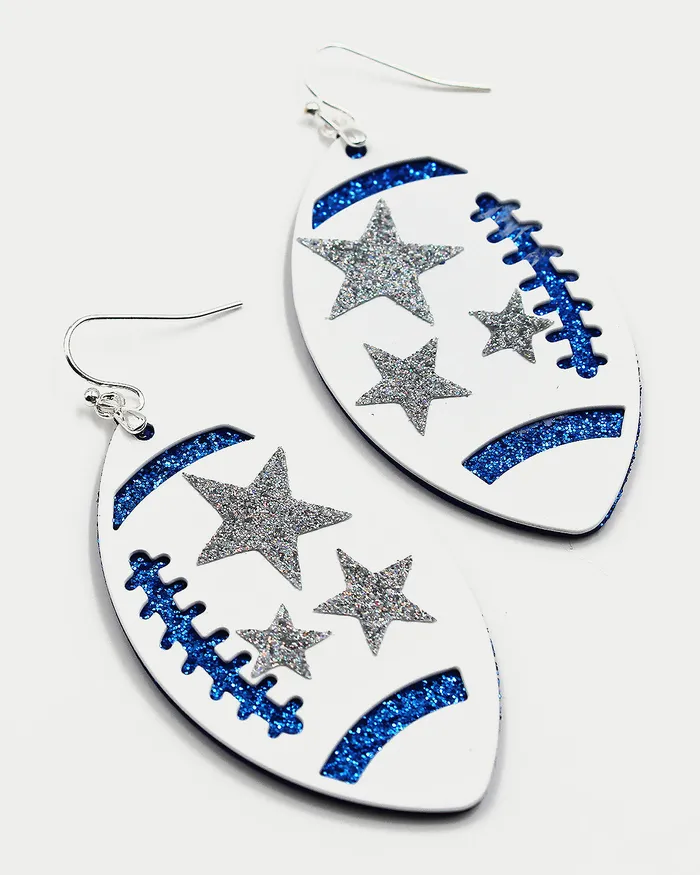 11222023 Earrings Game Day Sparkling Print Football Earrings