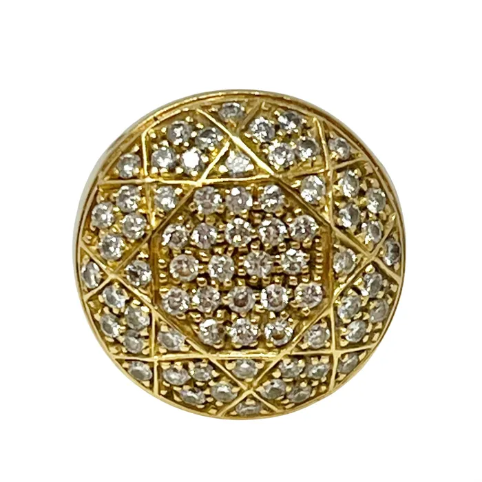 18K Gold Round Diamond Signet Ring Jewelry Rings
