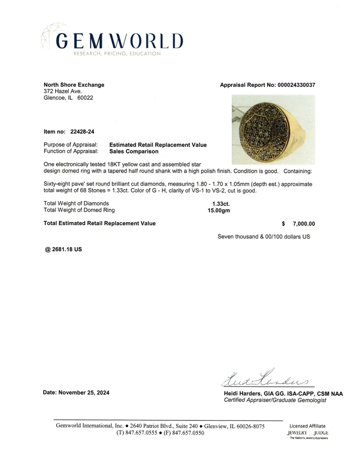 18K Gold Round Diamond Signet Ring Jewelry Rings