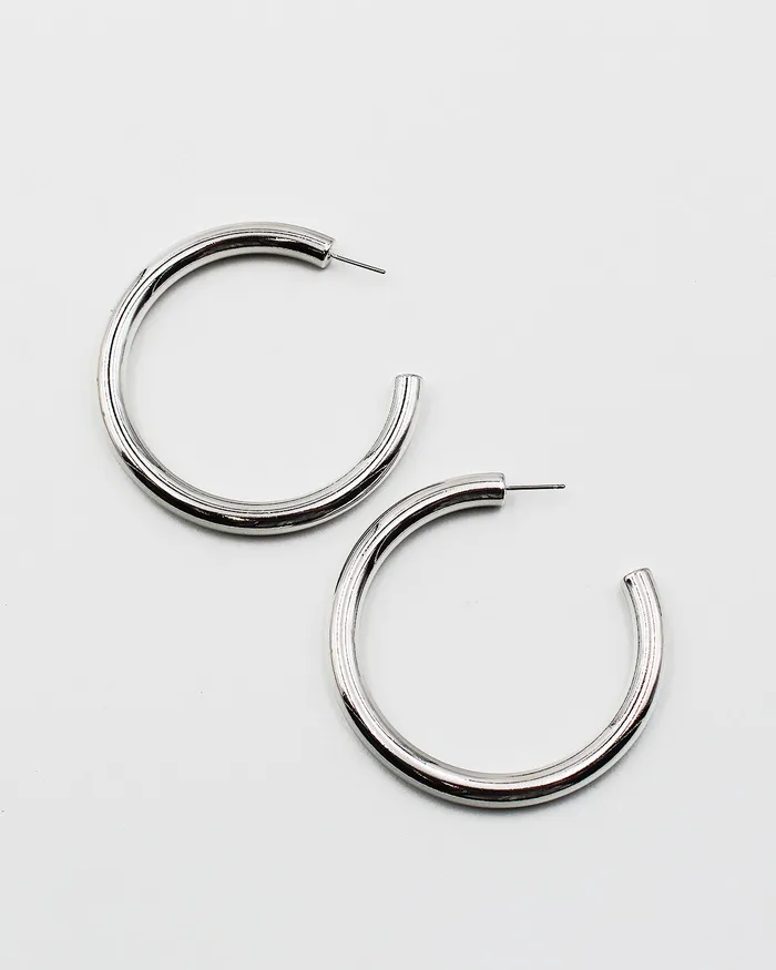 60mm Shiny Metal Hoop Earrings check050322 Earrings 60mm Shiny Metal Hoop Earrings check050322 Earrings