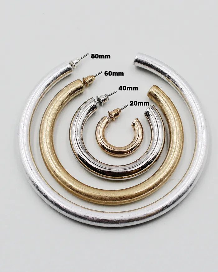 60mm Shiny Metal Hoop Earrings check050322 Earrings 60mm Shiny Metal Hoop Earrings check050322 Earrings
