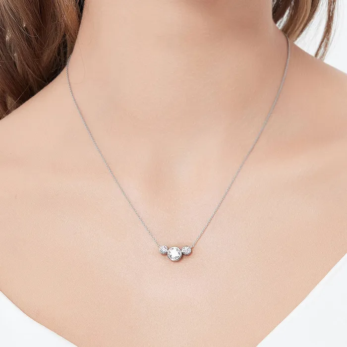 BERRICLE 3Stone CZ Necklace and Earrings in Sterling Silver Necklaces