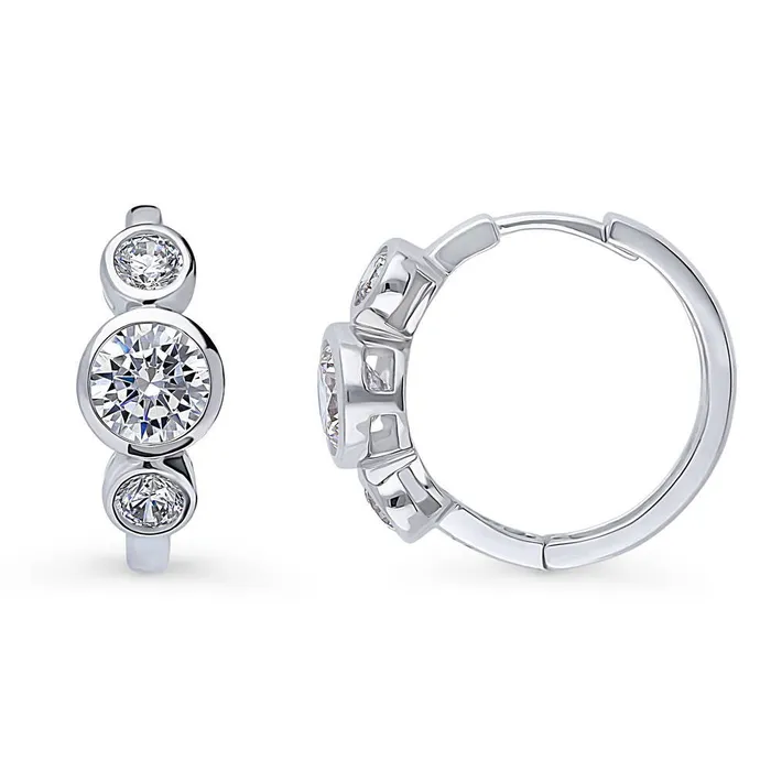BERRICLE 3Stone CZ Necklace and Earrings in Sterling Silver Necklaces