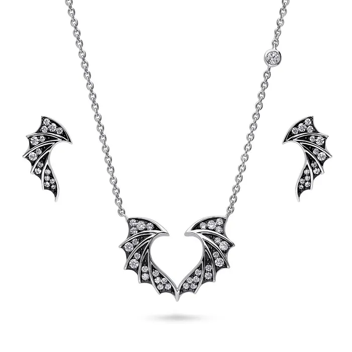 BERRICLE Necklaces Angel Wings CZ Necklace and Earrings in Sterling Silver