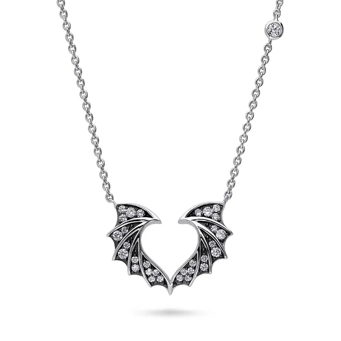 BERRICLE Necklaces Angel Wings CZ Necklace and Earrings in Sterling Silver