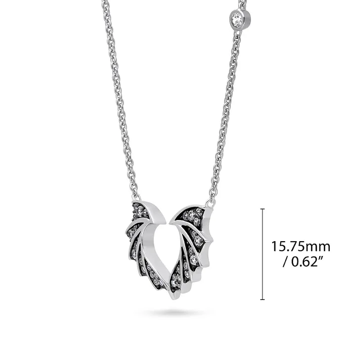 BERRICLE Necklaces Angel Wings CZ Necklace and Earrings in Sterling Silver