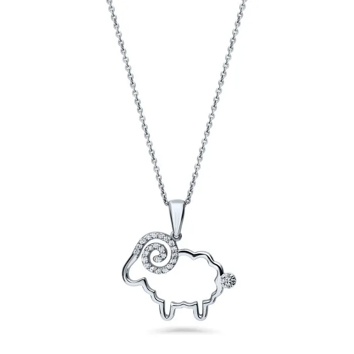 BERRICLE Necklaces Sheep CZ Pendant Necklace in Sterling Silver