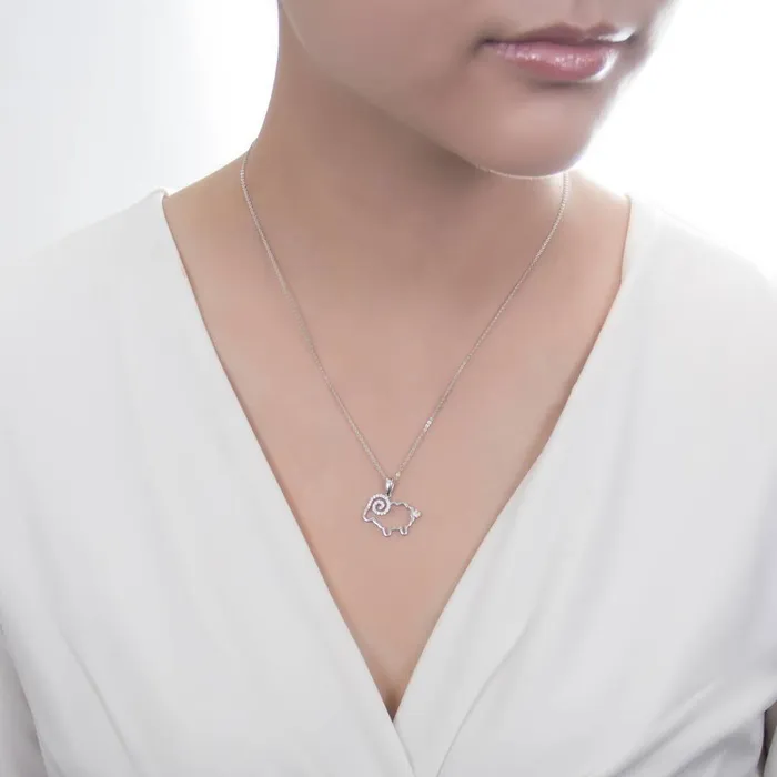 BERRICLE Necklaces Sheep CZ Pendant Necklace in Sterling Silver