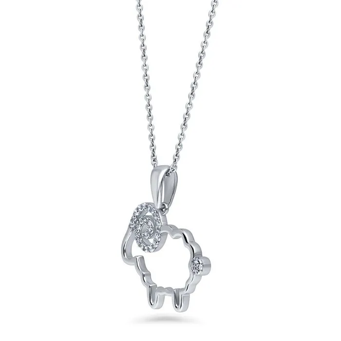 BERRICLE Necklaces Sheep CZ Pendant Necklace in Sterling Silver
