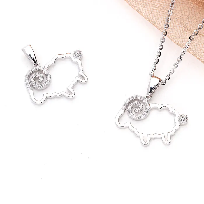 BERRICLE Necklaces Sheep CZ Pendant Necklace in Sterling Silver