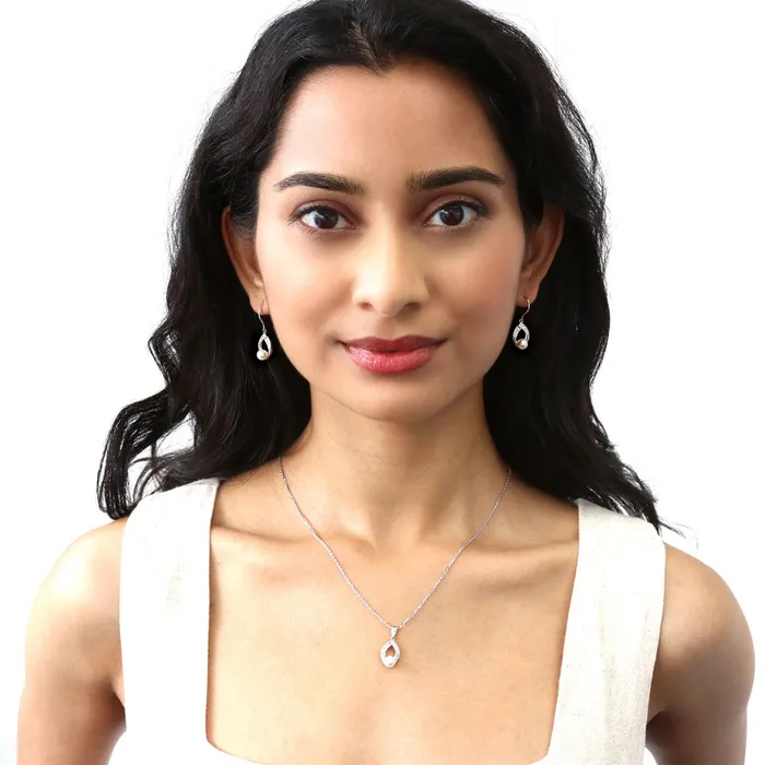 BERRICLE Necklaces Woven Imitation Pearl Necklace in Sterling Silver