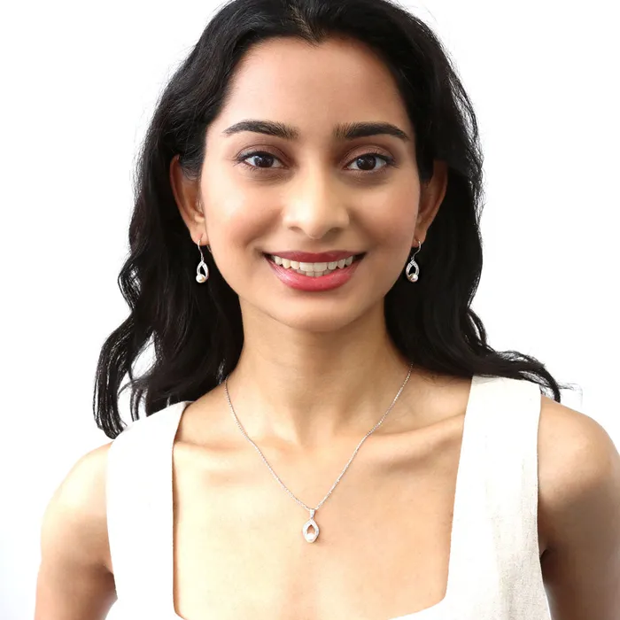 BERRICLE Necklaces Woven Imitation Pearl Necklace in Sterling Silver