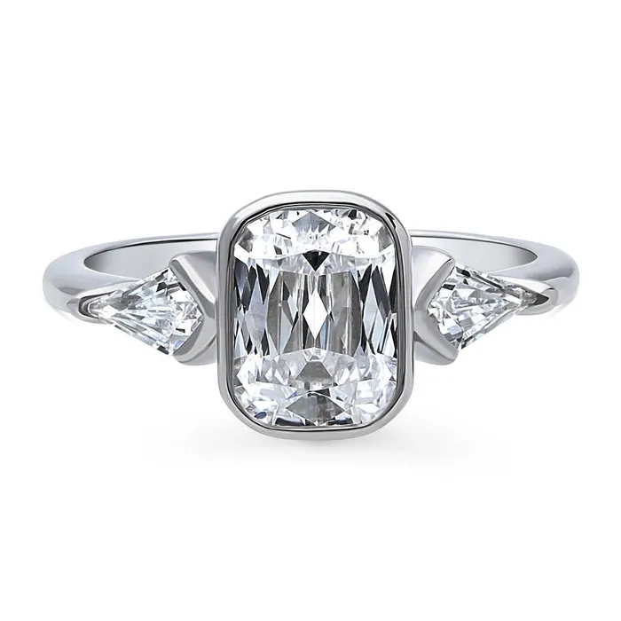 BERRICLE Rings 3Stone 17ct Radiant CZ Ring in Sterling Silver