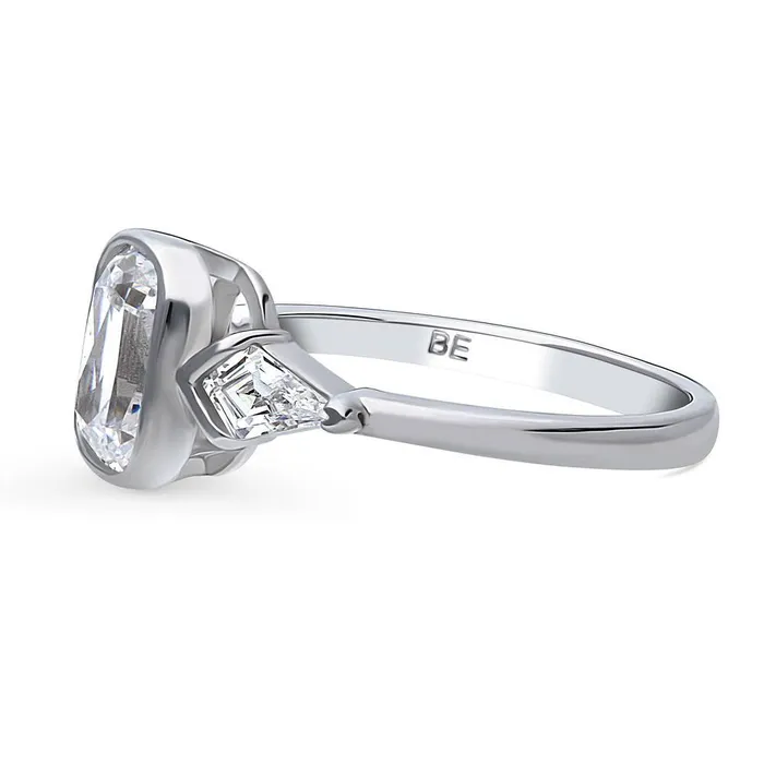 BERRICLE Rings 3Stone 17ct Radiant CZ Ring in Sterling Silver
