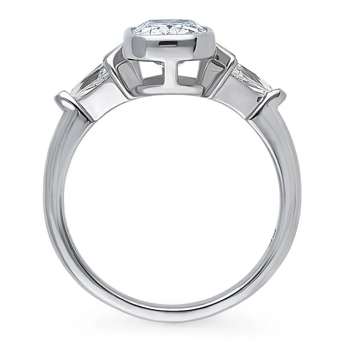 BERRICLE Rings 3Stone 17ct Radiant CZ Ring in Sterling Silver