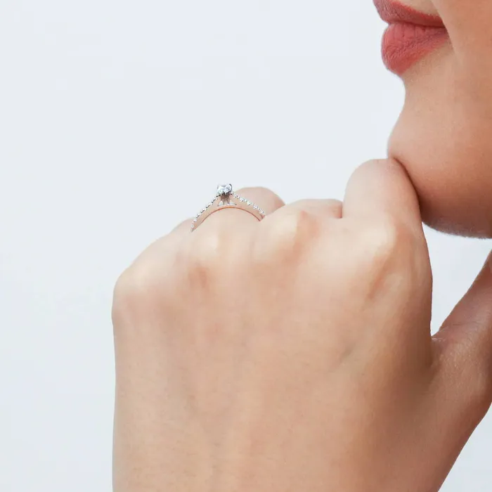 BERRICLE Rings Solitaire 03ct Pear CZ Ring Set in Sterling Silver