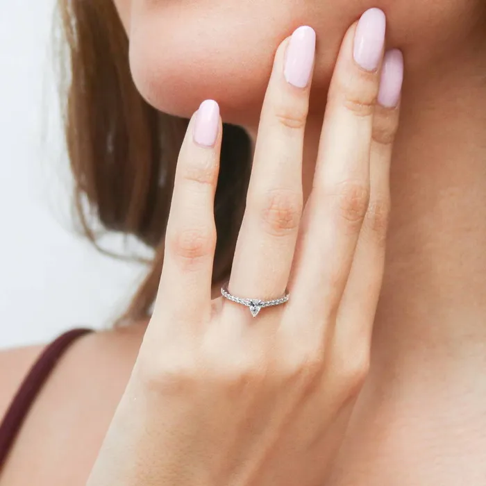 BERRICLE Rings Solitaire 03ct Pear CZ Ring Set in Sterling Silver