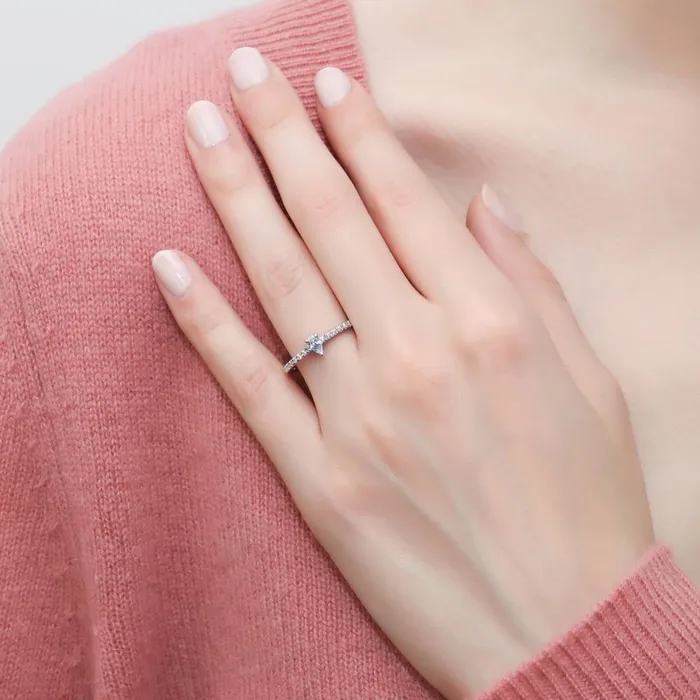 BERRICLE Rings Solitaire 03ct Pear CZ Ring Set in Sterling Silver