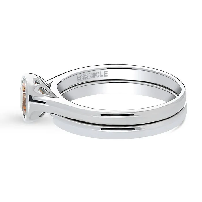BERRICLE Solitaire 08ct Caramel Bezel CZ Ring Set in Sterling Silver Rings