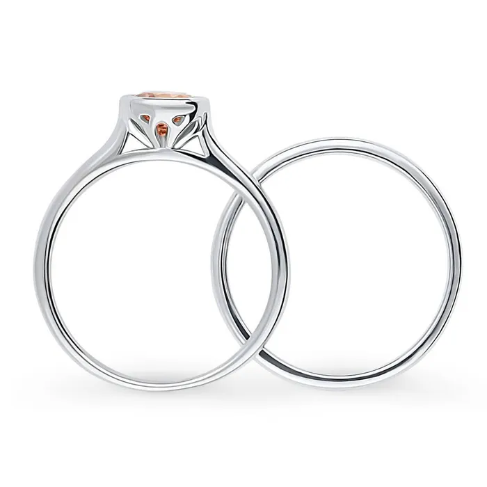 BERRICLE Solitaire 08ct Caramel Bezel CZ Ring Set in Sterling Silver Rings
