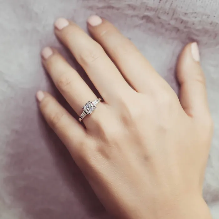 BERRICLE Solitaire 12ct Asscher CZ Ring in Sterling Silver Rings
