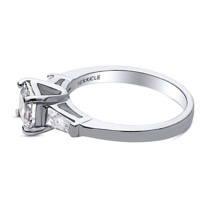 BERRICLE Solitaire 12ct Asscher CZ Ring in Sterling Silver Rings