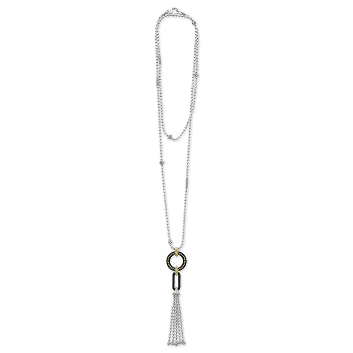 Black Caviar TwoTone Black Ceramic Tassel Pendant Necklace LAGOS Necklaces Black Caviar TwoTone Black Ceramic Tassel Pendant Necklace LAGOS Necklaces