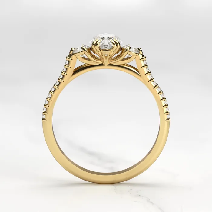 Capucinne Rings Marquise Half Pave Moissanite Ring With Accent Stones