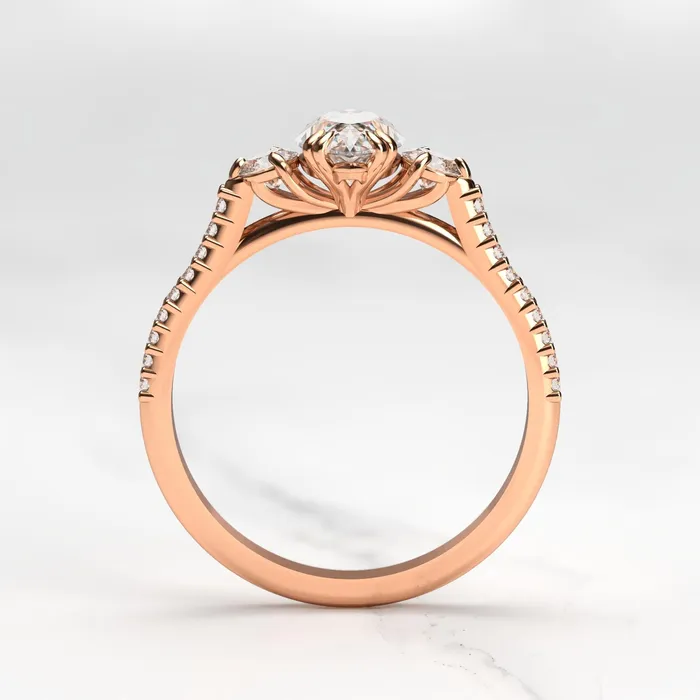 Capucinne Rings Marquise Half Pave Moissanite Ring With Accent Stones
