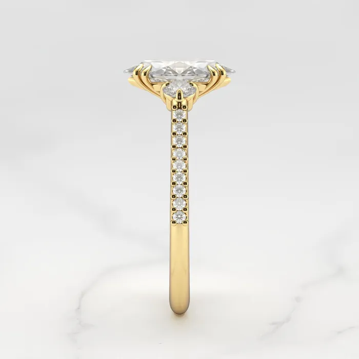 Capucinne Rings Marquise Half Pave Moissanite Ring With Accent Stones