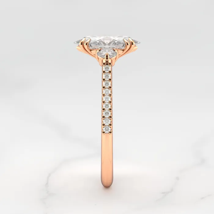 Capucinne Rings Marquise Half Pave Moissanite Ring With Accent Stones